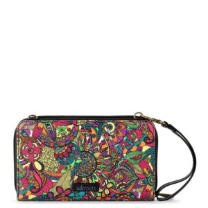 Sakroots Artist Circle Smartphone Crossbody in Coated Canvas, Detachable Wristlet Strap, Rainbow Spirit Desert II