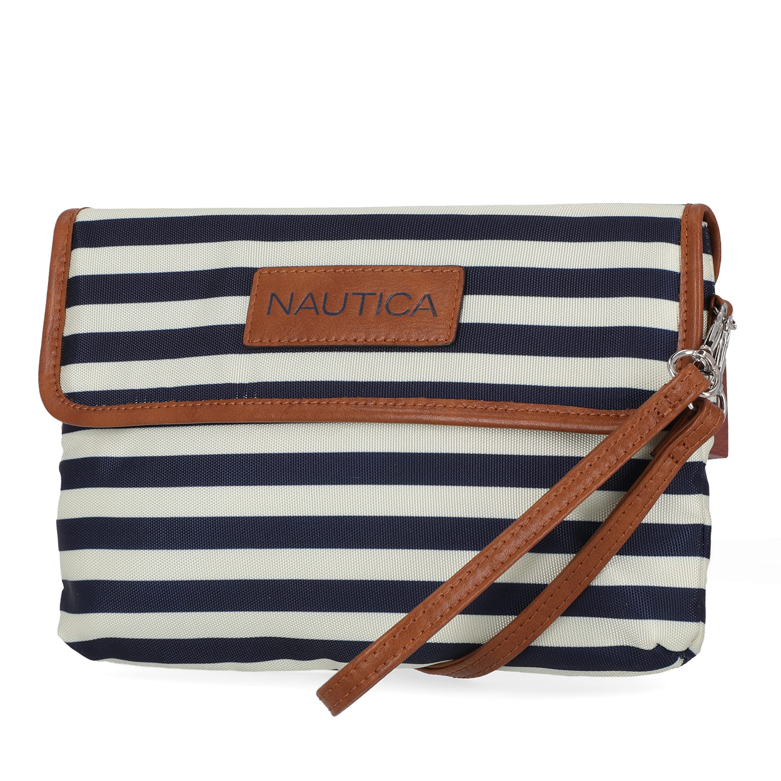 Nautica womens Crossbody Wallet Wristlet Clutchh, Indigo/Bone/Sand, One Size US