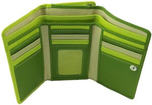 visconti rb43 multi colored large trifold soft leather ladies wallet & purse (green multi)