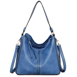 Montana West Hobo Bag for Women Large Vegan Leather Purses and Handbags Tote Bags Crossbody Shoulder Bags With Holster MWC-G1001 BLUE