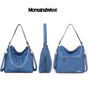 Montana West Hobo Bag for Women Large Vegan Leather Purses and Handbags Tote Bags Crossbody Shoulder Bags With Holster MWC-G1001 BLUE