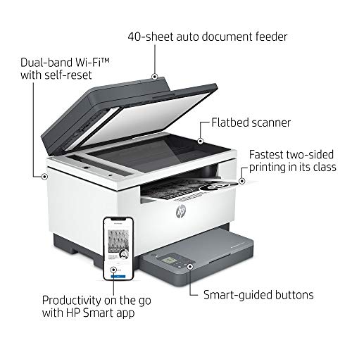 HP LaserJet MFP M234sdw Wireless Monochrome All-in-One Printer with built-in Ethernet & fast 2-sided printing, Instant Ink ready (6GX01F) (Renewed)