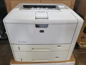 hp laserjet 5200dtn printer. 35 ppm, prints 3 x 5 to 12.28 x18.5 in. 128mb std. (renewed)