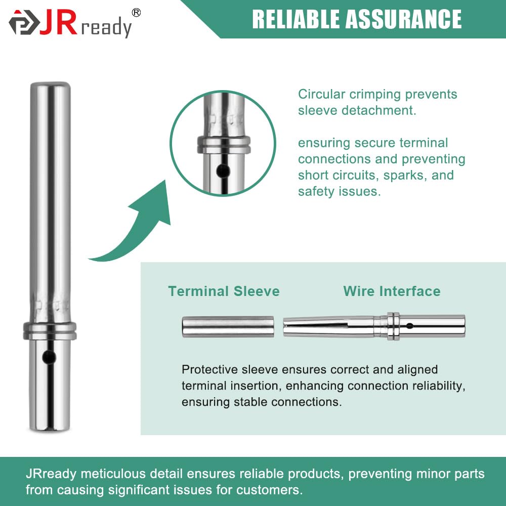 JRready Deutsch Connector Pins and Sockets Solid Contacts Size 20 - ST6282 20Pair Male Pins 0460-202-20141/ Female Pins 0462-201-20141, DTM Connector Terminals Wire Size 20-22AWG