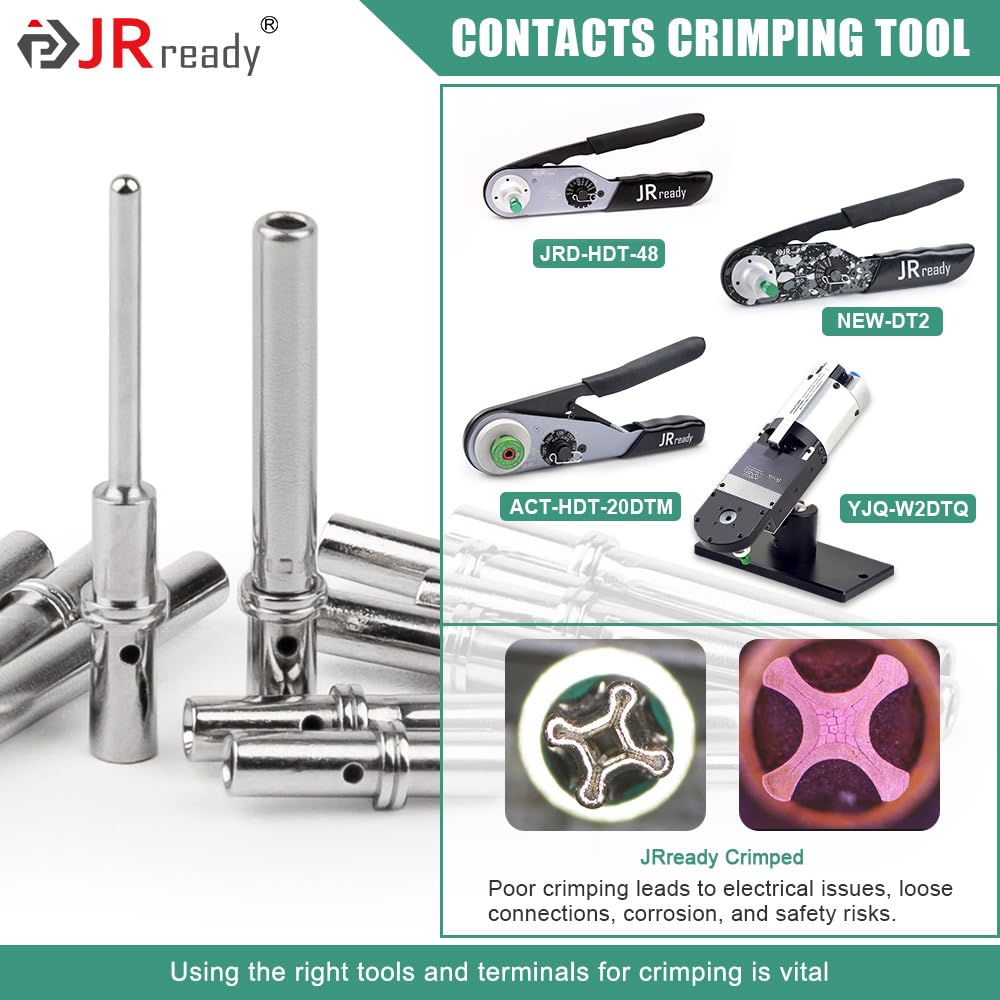 JRready Deutsch Connector Pins and Sockets Solid Contacts Size 20 - ST6282 20Pair Male Pins 0460-202-20141/ Female Pins 0462-201-20141, DTM Connector Terminals Wire Size 20-22AWG