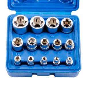 female e torx socket set 3/8 1/2 1/4 drive e4 - e24 external torque star socket kit 14pcs