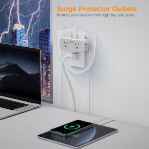 Surge Protector Outlet Extender, TESSAN Multi Plug Outlet Splitter with 4 Electrical Outlets 3 USB Ports, Multiple Plug Mini Wall Expander for Home Office Dorm Room Essentials