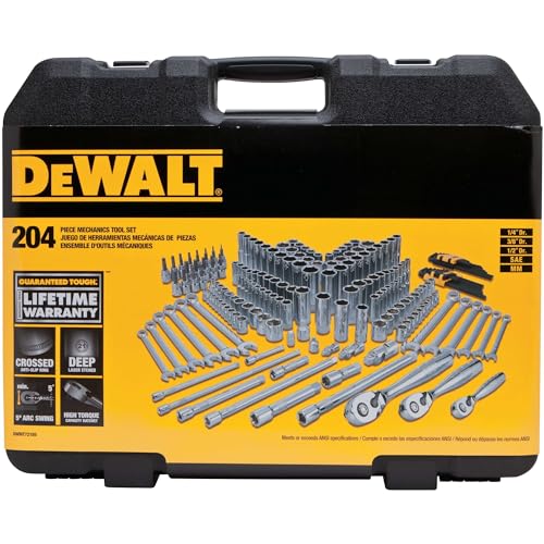 DEWALT Mechanics Tools Kit and Socket Set, 204-Piece, 1/4" & 3/8" & 1/2" Drive, MM/SAE (DWMT72165)