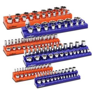 horusdy 6-piece magnetic socket organizer set, magnetic socket holder, 1/4", 3/8", 1/2" socket holds 143 pieces magnetic socket trays.