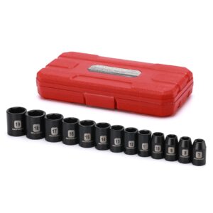 mixpower 13 pieces 3/8-inch drive shallow impact socket set, 7mm to 19mm, cr-v, metric, 6 point, shallow, 13 pieces 3/8" dr. socket