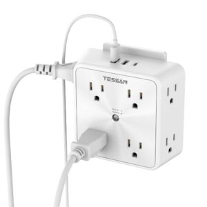 surge protector 8 outlet extender, tessan multi outlet splitter with 3 usb wall charger (1 usb c port), 3-sided multiple plug power strip 1700j, usb charging station for home office dorm room