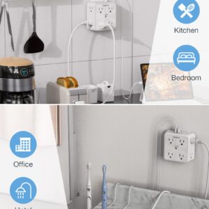 Surge Protector 8 Outlet Extender, TESSAN Multi Outlet Splitter with 3 USB Wall Charger (1 USB C Port), 3-Sided Multiple Plug Power Strip 1700J, USB Charging Station for Home Office Dorm Room