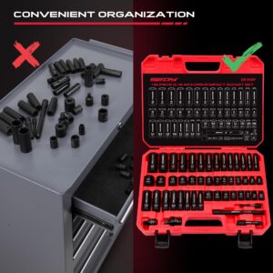 49-Piece SAE and Metric Impact Socket Set with Extension Bars - For High Durability Impact Wrench