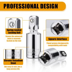 3PCS Universal Joint Socket Set, 1/4” 3/8” 1/2” Drive Swivel Socket Adapter Set, Premium Chrome Vanadium Steel Universal Joint Socket Adapter Suitable for Narrow Spaces- Tiosamd