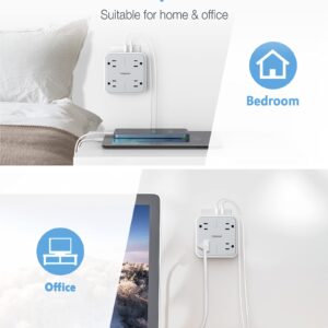 Multi Plug Outlet Extender with USB, TESSAN Surge Protector Splitter 3 USB Wall Charger, Multiple Expander for Travel, Home, College Dorm Room