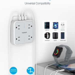 Multi Plug Outlet Extender with USB, TESSAN Surge Protector Splitter 3 USB Wall Charger, Multiple Expander for Travel, Home, College Dorm Room