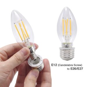 YiLighting Supplier (Set of 2) E26/E27 Medium Screw Base to E12 Candelabra Screw Base Light Bulb Socket Adapter Converter Reducer (E26/E27 to E12)