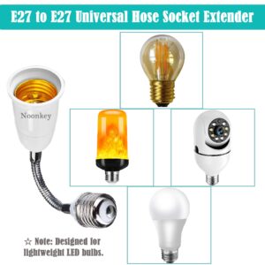 Light Socket Extender [2-Pack], 360 Degree Adjustable Flexing Neck, 19 CM/7.5 Inch Extension Adapter, Compatible with All E26/E27 of Bulbs Screw Base, PBT Fireproof Material, White