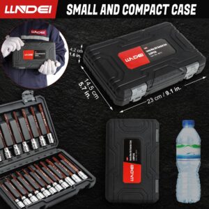 LLNDEI 3/8-Inch Drive Extra Long Allen Hex Bit Socket Set 19PCS- Standard SAE & Metric (1/8"-3/8", 3-12mm), CR-V&S2 Alloy Steel, Durable Tool Accessories Kit for Mechanics