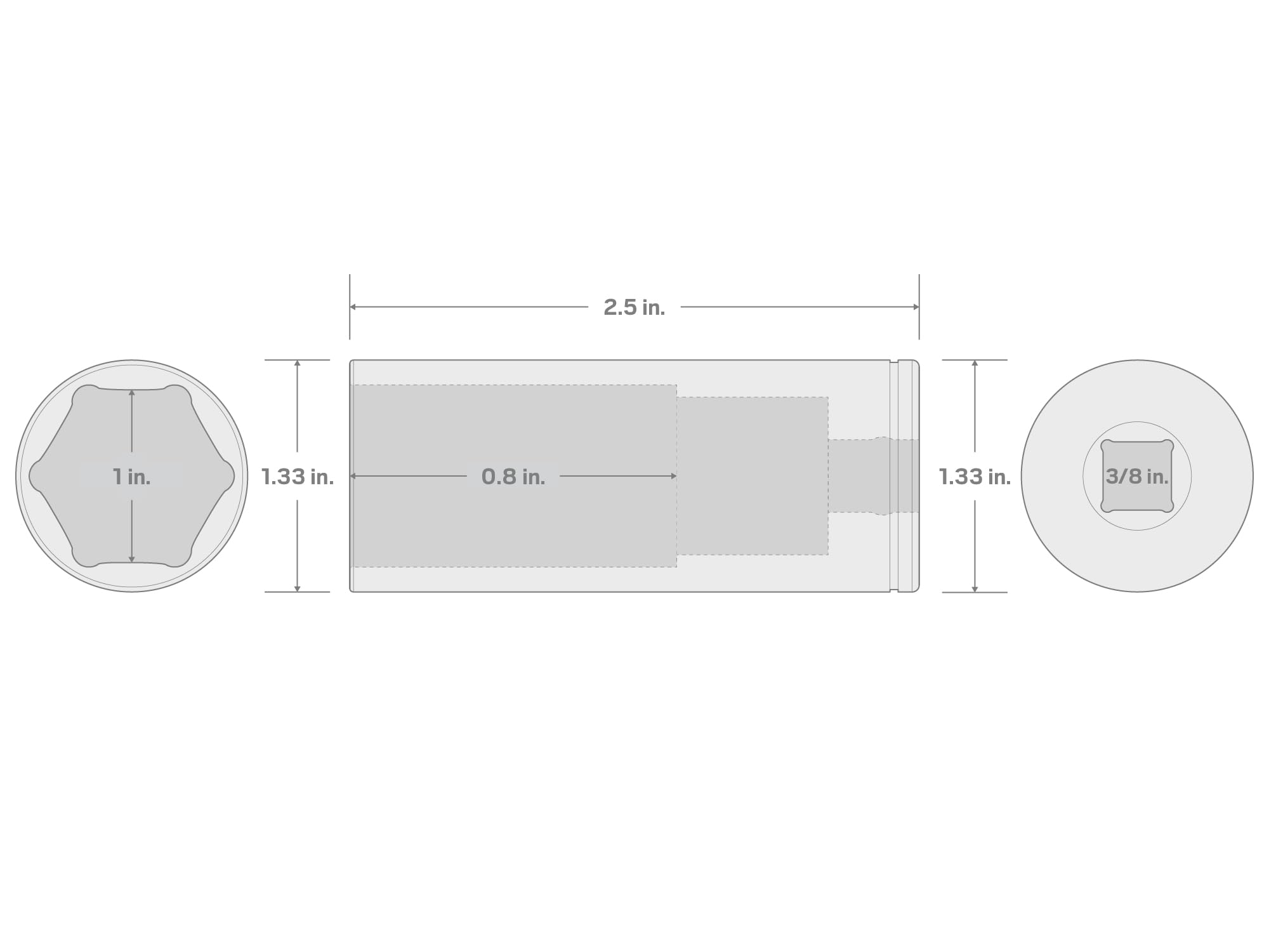 TEKTON 3/8 Inch Drive x 1 Inch Deep 6-Point Socket | SHD13025