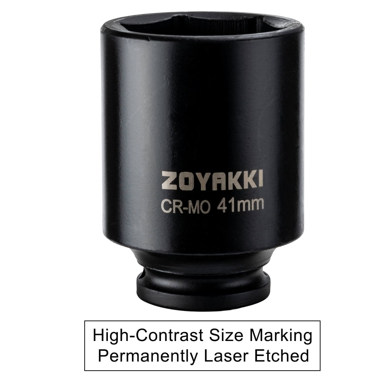 ZOYAKKI 1/2" Drive x 41 mm Deep 6 PT Impact Socket, CR-MO, 1/2-inch Drive 6 Point Axle Nut Socket for Easy Removal of Axle Shaft Nuts (41MM)