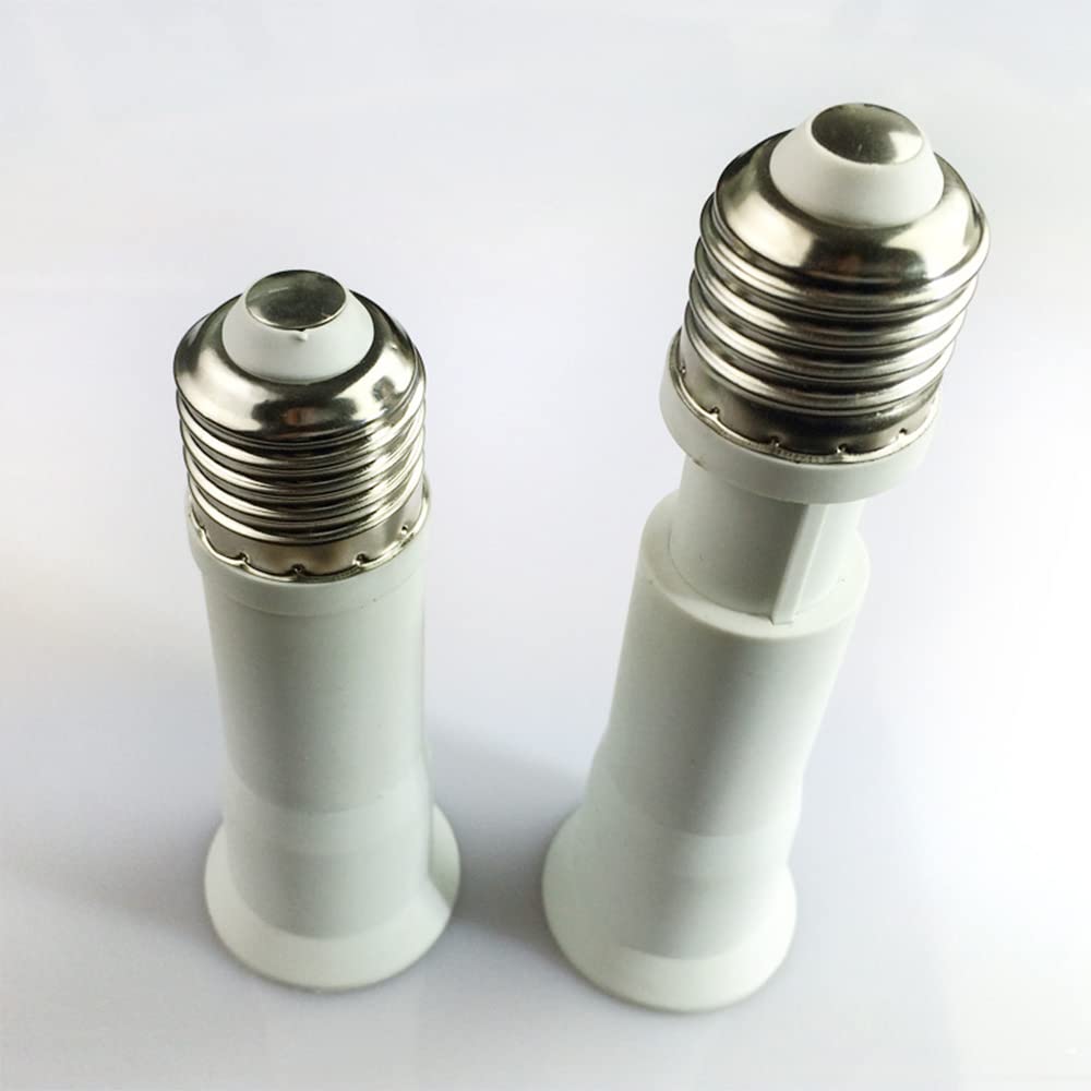 E27 to E26 E27 Light Socket Extender Adapter,Extension Flexible Socket Extender Adapter, E26 /E27 Screw Bulb Base Adapter Converter,Lamp Bulb Socket Extension, Lamp Holder Adapter (2 Pack)