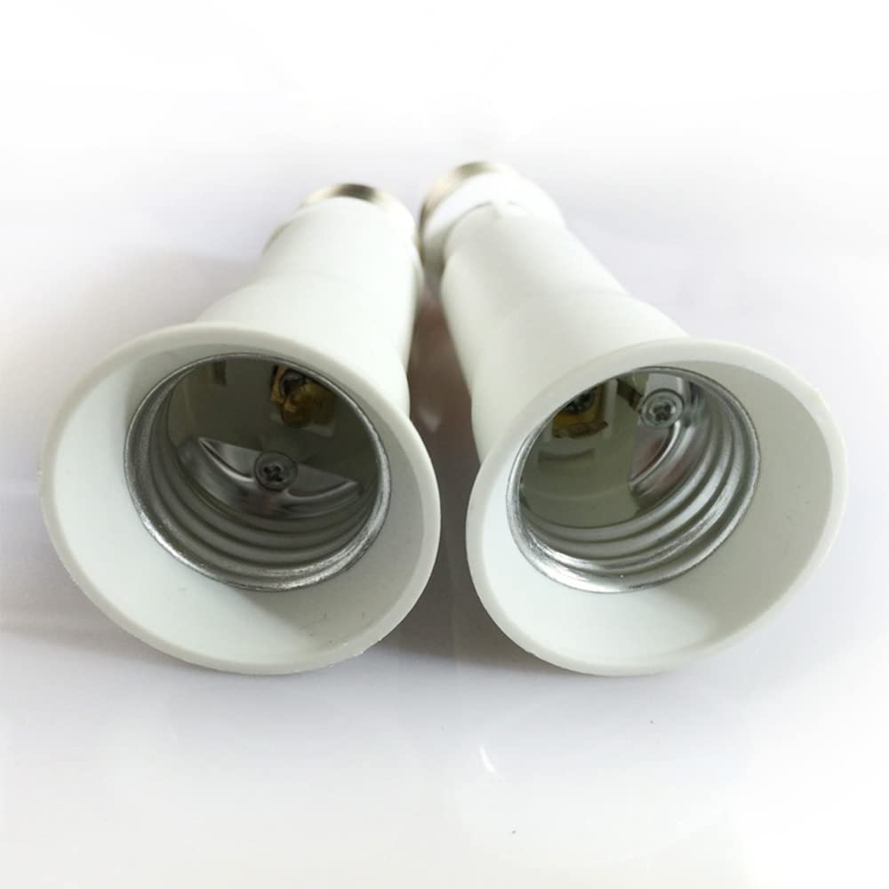 E27 to E26 E27 Light Socket Extender Adapter,Extension Flexible Socket Extender Adapter, E26 /E27 Screw Bulb Base Adapter Converter,Lamp Bulb Socket Extension, Lamp Holder Adapter (2 Pack)