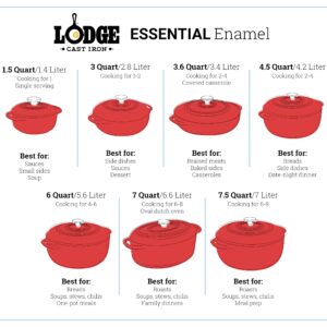 Lodge 6 Quart Enameled Cast Iron Dutch Oven with Lid – Dual Handles – Oven Safe up to 500° F or on Stovetop - Use to Marinate, Cook, Bake, Refrigerate and Serve – Oyster White