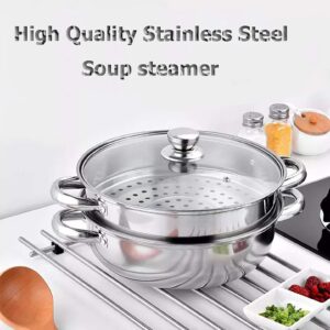 Steamer Pot Stainless Steel 2 Tier - 28cm Steamer Pot w/Glass Lid Food Veg Cooker Pot Cooking Pan Steaming Pot Dim Sum Cookware Steamer For Kitcken Cooking Tool