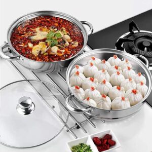 Steamer Pot Stainless Steel 2 Tier - 28cm Steamer Pot w/Glass Lid Food Veg Cooker Pot Cooking Pan Steaming Pot Dim Sum Cookware Steamer For Kitcken Cooking Tool