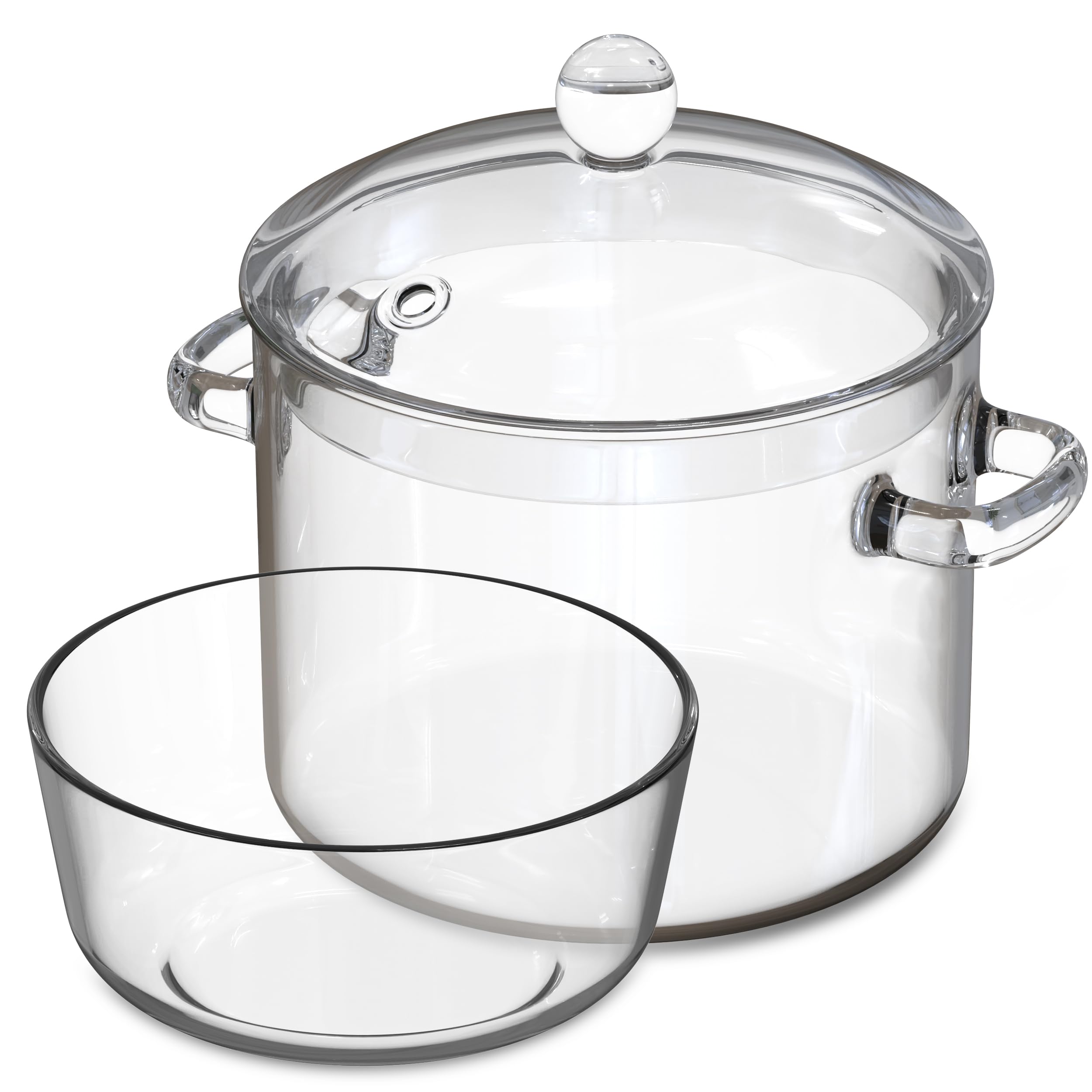 FILULA Glass Pots For Cooking on Stove (64oz/1.9L) with Serving Bowl, in an Elegant Box - Borosilicate Glass Saucepan with Cover for Monitoring Your Cooking – Cook, Serve and More with The Glass Pot