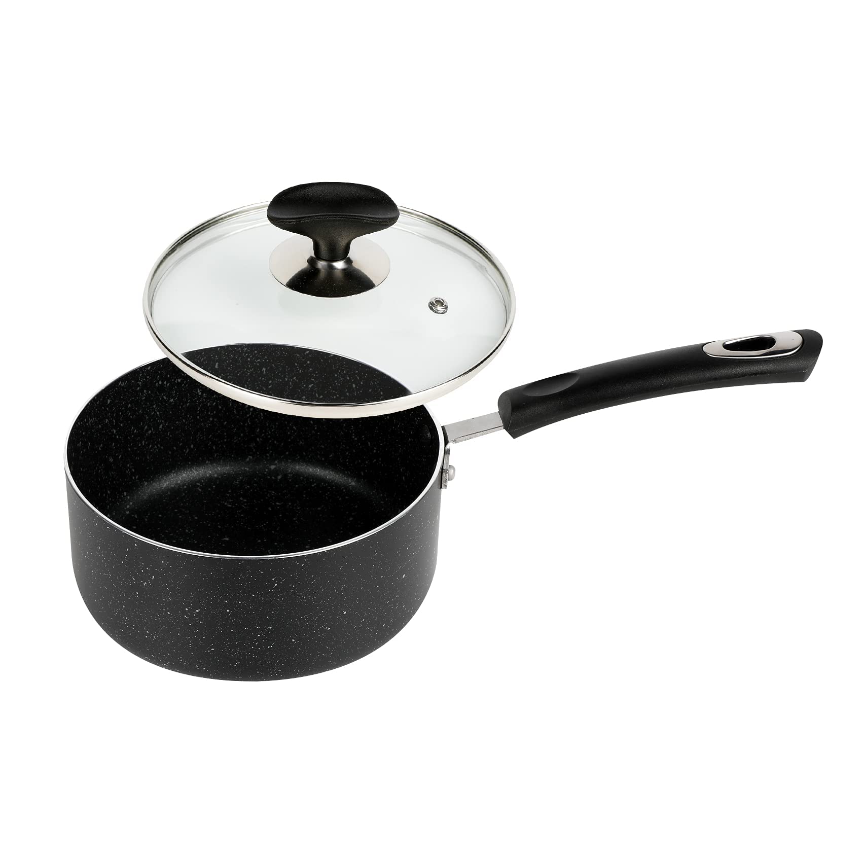 RATWIA 2.5 Quart Saucepan with Lid,Ultra Nonstick Sauce Pan 2.5Qt Small Pot with Glass Lid,Great for Home Kitchen Restaurant,Black