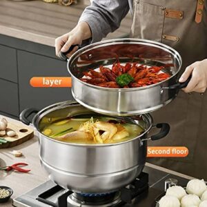 MANO Steamer Pot for Cooking 11.8 inch Steam Pots with Lid 2-tier Stainless Steel Steaming Pot Multipurpose Cookware with Handle for Vegetable, Dumpling, Stock, Sauce, Food