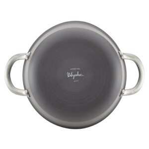 Ayesha Curry Home Collection Hard Anodized Nonstick Sauce Pan/Saucepan with Lid, 4.5 Quart, Charcoal Gray