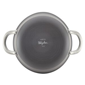 Ayesha Curry Home Collection Hard Anodized Nonstick Sauce Pan/Saucepan with Lid, 4.5 Quart, Charcoal Gray