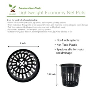 xGarden - Black 4" Round Mesh Pot Cups - 25 Pack, Lightweight Economy Net Pots, Thin Lip & Slotted Sides, UV Resistant & BPA Free Plastic, Indoor or Outdoor Growing