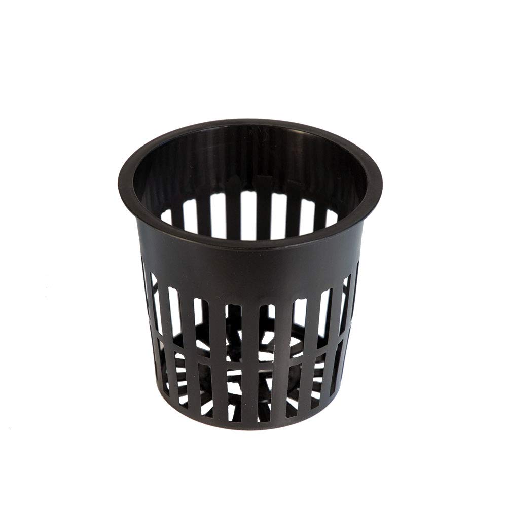 xGarden - Black 4" Round Mesh Pot Cups - 25 Pack, Lightweight Economy Net Pots, Thin Lip & Slotted Sides, UV Resistant & BPA Free Plastic, Indoor or Outdoor Growing