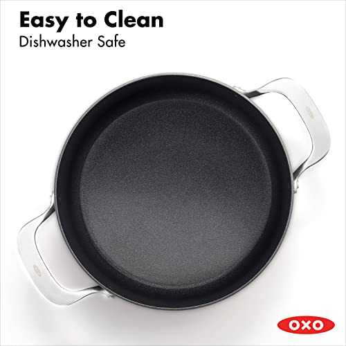 OXO Professional 5QT Stock Pot with Lid, Hard Anodized Ceramic Nonstick Cookware PFAS-Free, Stainless Steel Handles, Induction Suitable, Diamond Reinforced Coating, Dishwasher and Oven Safe, Black