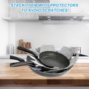 Pot and Pan Protectors, 6 Pack Pan Protectors in 3 Sizes, Pot Separator for Stacking, Anti-Slip Pan/Pot Dividers to Avoid Stratching or Marring, Protecting Pads for Glass/Ceramic Plates and Cookwares