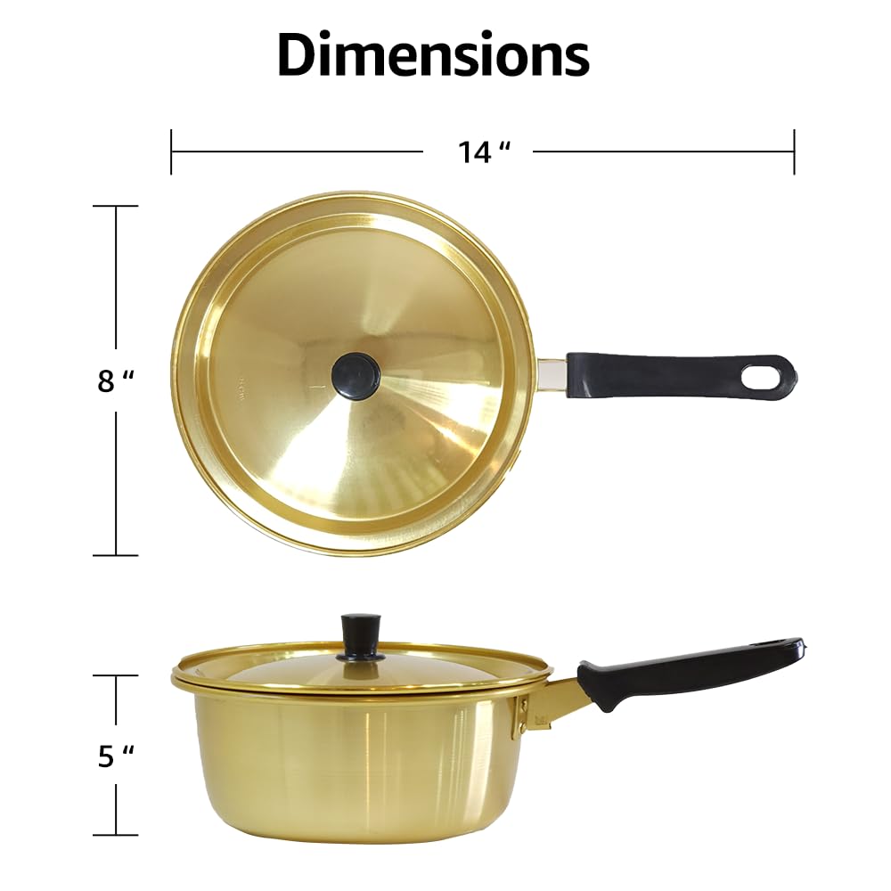 SCALEUP Korean Yellow Pot, Ramen Cooking Pot, Fast Heating (18cm/7 inches)