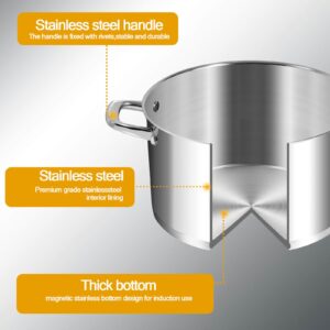 LEUGWAKN Stockpots 10 Quart- Stainless Steel Stock Pot With Lid-Soup Pot-Induction Pot-Cookware Pot-Cooking Pot-Corck Pot