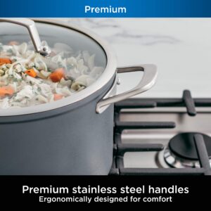 Ninja C30480 Foodi NeverStick Premium 8-Quart Stock Pot with Glass Lid, Hard-Anodized, Nonstick, Durable & Oven Safe to 500°F, Slate Grey