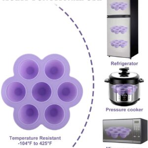 ROTTAY Silicone Egg Bites Molds and Steamer Rack Trivet with Heat Resistant Handles Fit Instant Pot Accessories, 7pcs set for 6qt & 8qt Electric Pressure Cooker With 2 Spoons and Silicone spatula