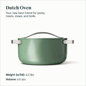 Caraway Nonstick Ceramic Dutch Oven Pot with Lid (6.5 qt, 10.5") - Non Toxic, PTFE & PFOA Free - Oven Safe & Compatible with All Stovetops (Gas, Electric & Induction) - Sage