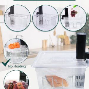 Kursinna 12QT Sous Vide Container with Lid, Fixed Rack, Kitchen Tong, Heat-Resistant Sleeve, BPA Free Container Fit Anova, Breville Joule, Instant Pot and Most Sous Vide Cooker