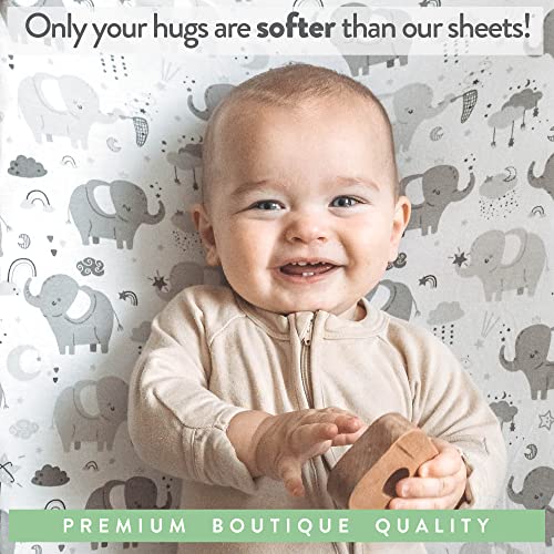 Bedside Sleeper Bassinet Sheets for 20x35 Inch Large Mattress Pad – Snuggly Soft 100% Jersey Cotton Fitted Baby Sheets – 2 Pack