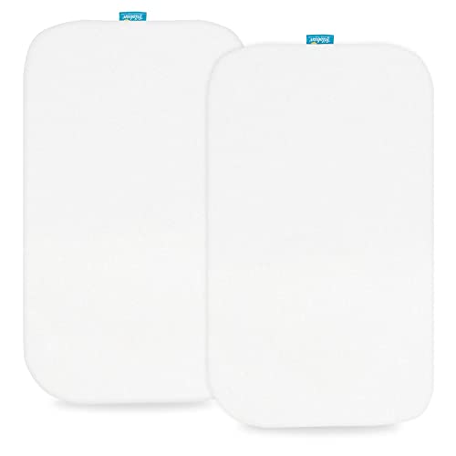 100% Cotton Bassinet Sheets Fit for AirClub Bassinet Bedside Sleeper and Newton Baby Bassinet & Bedside Sleeper, 2 Pack, Breathable and Soft Fitted Sheet for Baby, White