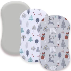 amrose 3 pack heavenly soft bassinet sheets for baby boys girls, universal fitted for various cradle and bassinet mattress pad, silk touch gentle breathable microfiber, woodland theme