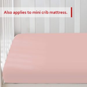 Pack and Play Sheets Fitted, 100% Cotton, Compatible with Graco Pack n Play, Ultra Soft Breathable Mini Crib Sheets, Convertible Playard Mattress Cover, Hypoallergenic Playard Playpen Sheets, Pink