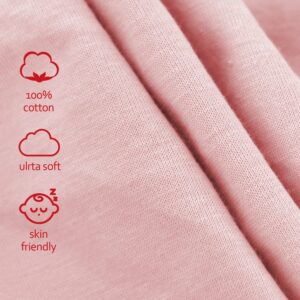 Pack and Play Sheets Fitted, 100% Cotton, Compatible with Graco Pack n Play, Ultra Soft Breathable Mini Crib Sheets, Convertible Playard Mattress Cover, Hypoallergenic Playard Playpen Sheets, Pink